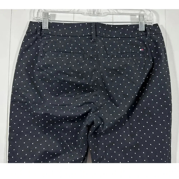 Tommy Hilfiger Womens Black Stretch Slim Chino Polka Dots Pants Flat Front - Picture 5 of 7